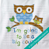 I'm Going to Be a Big Cousin owl shirt for boys in short or long sleeve