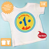 First Birthday Shirt, Yellow Blue an Red Circle 1st Birthday Tee 07022012c
