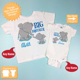 Set of Two Personalized Elephant Big Brother and Little Brother Shirt or Onesie Pregnancy Announcement 07302012a