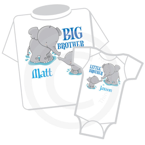 Matching Big Brother Little Brother Set with Elephants