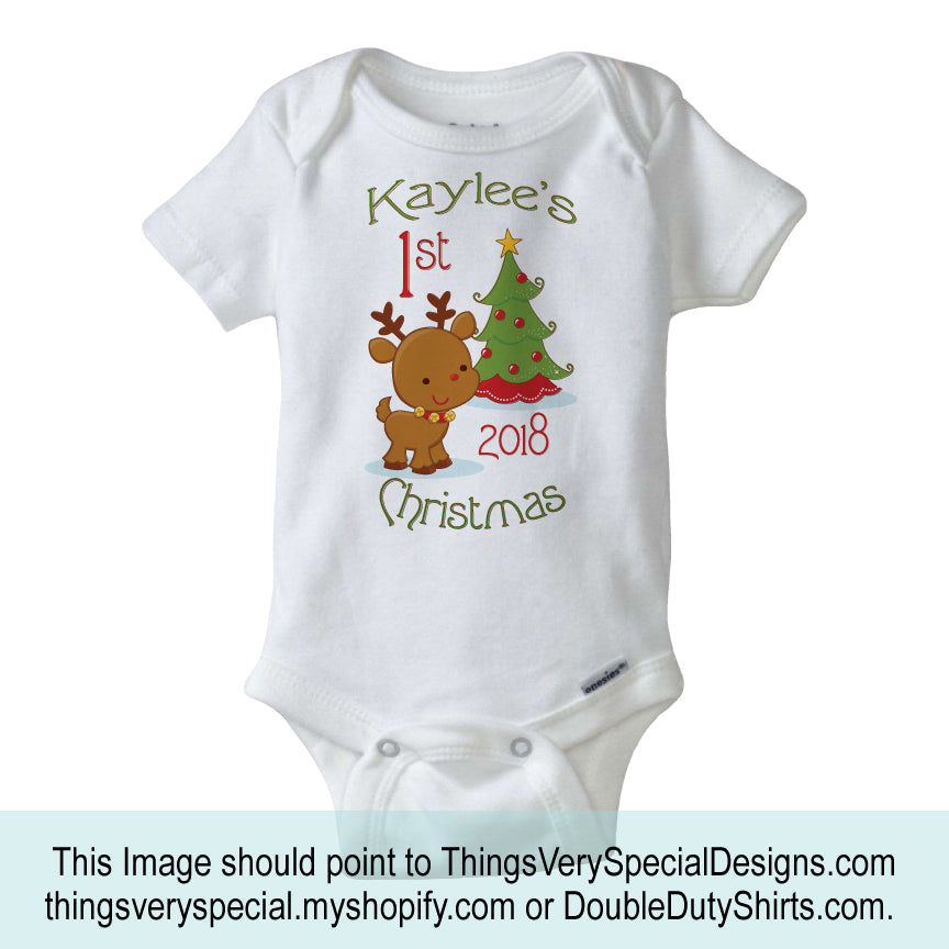 Baby's First Christmas Onesie - 1st Christmas Bodysuit - Christmas outfit  for baby - 08222012d