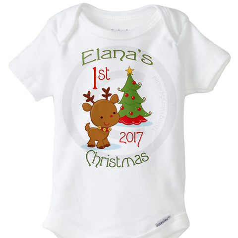 Baby's Personalized First Christmas Onesie Bodysuit