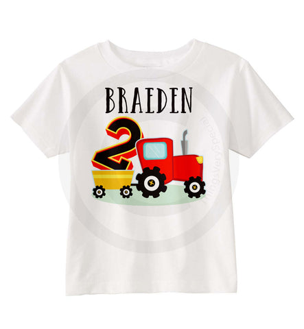 Red Tractor Birthday Shirt for Boys