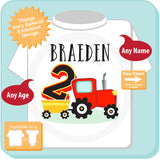 Second Birthday Personalized Red Farm Tractor Shirt 08312015a