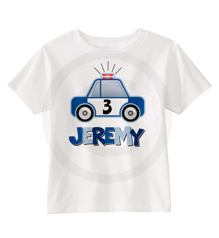 Boy's Police Car theme Shirt personalized with name and age 09082014a
