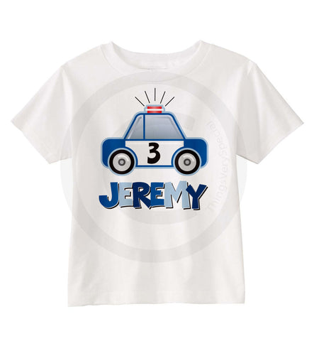 Boy's Police Car theme Shirt personalized with name and age 09082014a