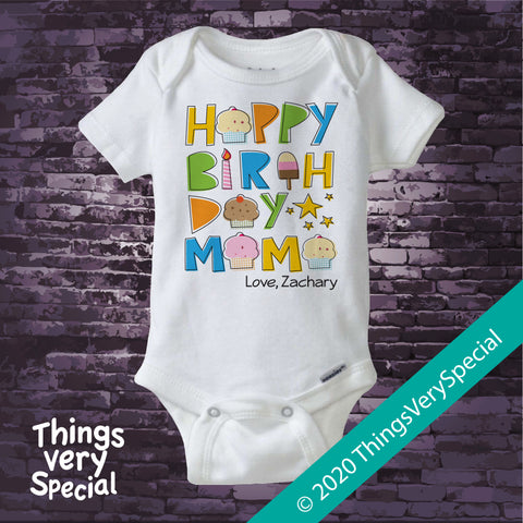 Happy Birthday Mama Shirt or Onesie Bodysuit with Child's name 09082020a