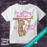 I'm Getting another Baby Cousin Tee shirt with monkeys and the due date 09122018b