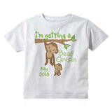 I'm Getting a Baby Cousin Tee shirt with monkeys and the due date 09182012a