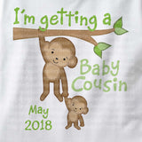 I'm Getting a Baby Cousin Tee shirt with monkeys and the due date 09182012a