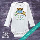 Owl Big Brother Shirt or Onesie Bodysuit with Blue and Green Owls 09202011a