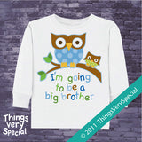 Owl Big Brother Shirt or Onesie Bodysuit with Blue and Green Owls 09202011a