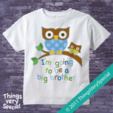 Owl Big Brother Shirt or Onesie Bodysuit with Blue and Green Owls 09202011a