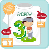 3rd Birthday Golf Theme Shirt Personalized Third Birthday Boy Golfer Tee Shirt 09252015d ThingsVerySpecial