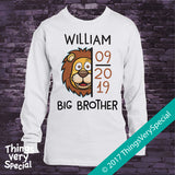 Lion Big Brother shirt Personalized with name and due date