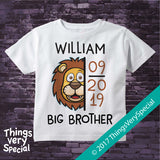 Lion Big Brother shirt Personalized with name and due date