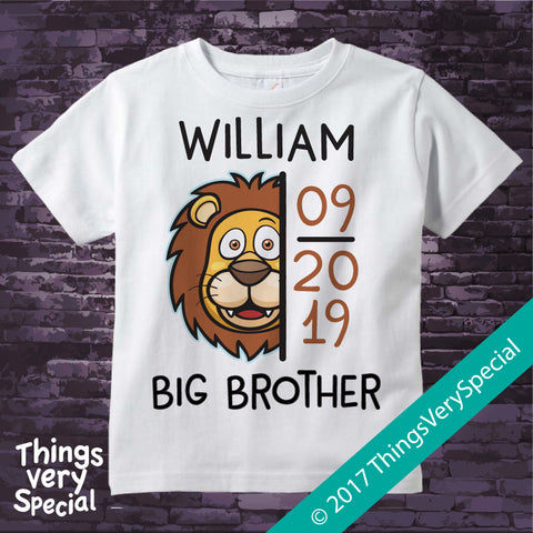 Lion Big Brother shirt Personalized with name and due date