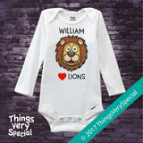 I Love Lions Personalized Onesie Bodysuit