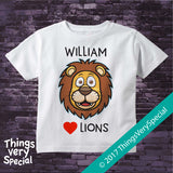I Love Lions Personalized short or long sleeve tee shirt
