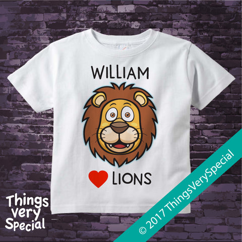 I Love Lions Personalized short or long sleeve tee shirt
