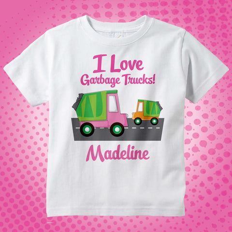 I Love Garbage Trucks for Little Girls, Onesie or Tee shirt 10302012a