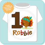 Turkey Birthday shirt with Thanksgiving Theme Turkey - Personalized 11052015a