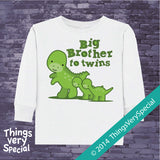 Dinosaur Big Brother to Twins Shirt or Onesie Bodysuit 11202014c
