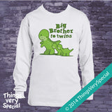 Dinosaur Big Brother to Twins Shirt or Onesie Bodysuit 11202014c