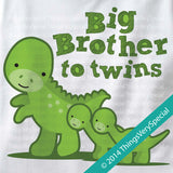 Dinosaur Big Brother to Twins Shirt or Onesie Bodysuit 11202014c