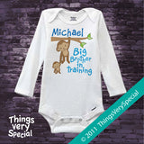 Big Brother in Training Design with Monkeys Personalized on Tee Shirt or Onesie 11242011a