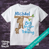 Big Brother in Training Design with Monkeys Personalized on Tee Shirt or Onesie 11242011a