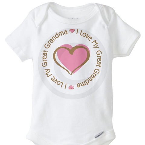 I Love my Great Grandma Onesie Bodysuit with Pink Heart 11262013a