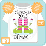Girl's Christmas Elf shirt with Elf feet 11302015c