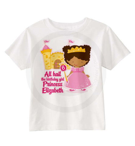 Birthday Princess Shirt with Brown Skin Princess