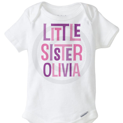 Little Sister Onesie with Pink and Purple Text 12082011d