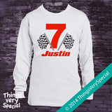 7th Birthday Checkered Flag - Racer Birthday Shirt - Personalized Birthday Boy Racing Theme Tee Shirt 12092014c