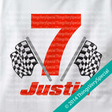 7th Birthday Checkered Flag - Racer Birthday Shirt - Personalized Birthday Boy Racing Theme Tee Shirt 12092014c