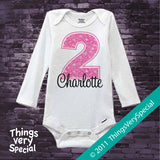 Girl's Second Birthday Shirt or Onesie with big Pink number 12122011b