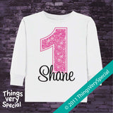 Girl's First Birthday Shirt or Onesie with big Pink number 12122011b