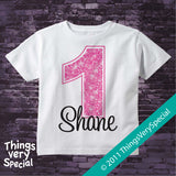 Girl's First Birthday Shirt or Onesie with big Pink number 12122011b