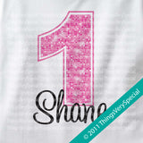 Girl's First Birthday Shirt or Onesie with big Pink number 12122011b