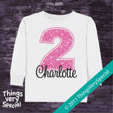 Girl's Second Birthday Shirt or Onesie with big Pink number 12122011b