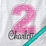 Girl's Second Birthday Shirt or Onesie with big Pink number 12122011b
