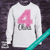 Girl's Fourth Birthday Shirt with big Pink number 12122011b