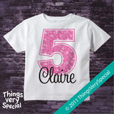 Girl's Fifth Birthday Shirt with big Pink number 12122011b