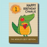 1st Birthday Card with Dinosaur for Nephew