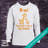 Personalized Big Cousin Giraffe Design on T-shirt or Onesie Bodysuit 12172013a