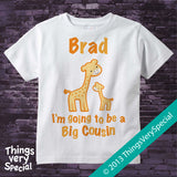 Personalized Big Cousin Giraffe Design on T-shirt or Onesie Bodysuit 12172013a