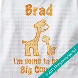 Personalized Big Cousin Giraffe Design on T-shirt or Onesie Bodysuit 12172013a