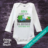 Big Brother Garbage Truck Design with Due Date on T-shirt or Onesie Bodysuit 12282016a